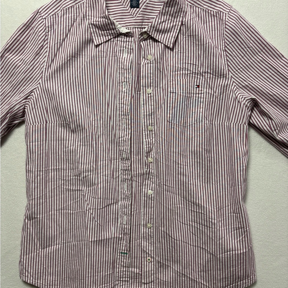 Tommy Hilfiger Women’s Oxford Burgundy Button down Shirt